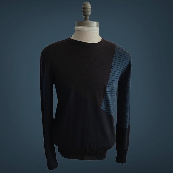 New Hermes 100% Cashmere Mens Crewneck Colorblock Sweater - Picture 15 of 16